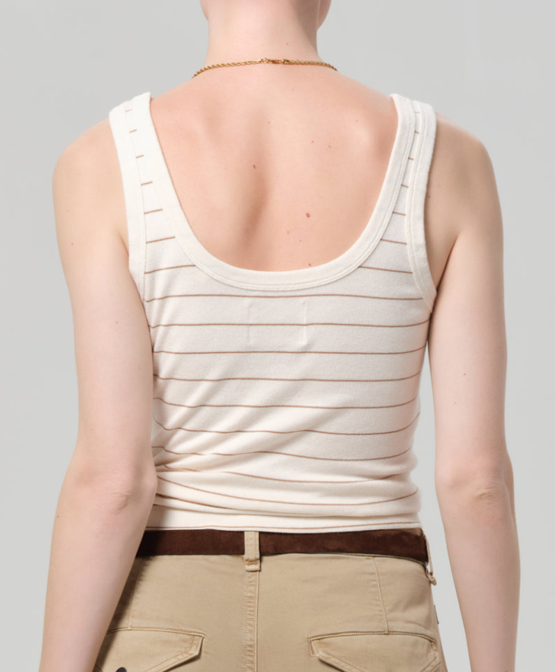 Faye Tank In Golden Pinstripe