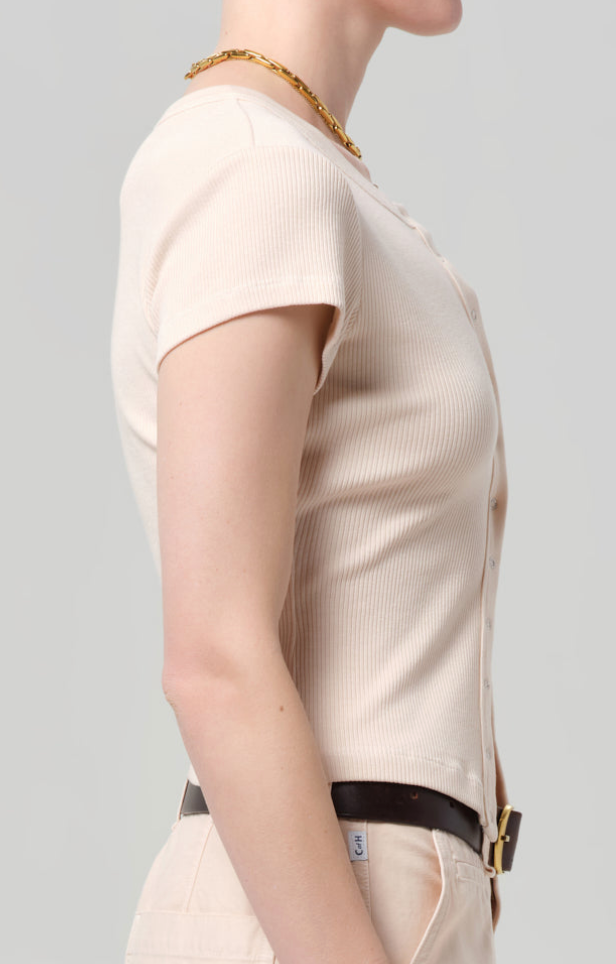 Tabi Short Sleeve Cardigan In Shrimp