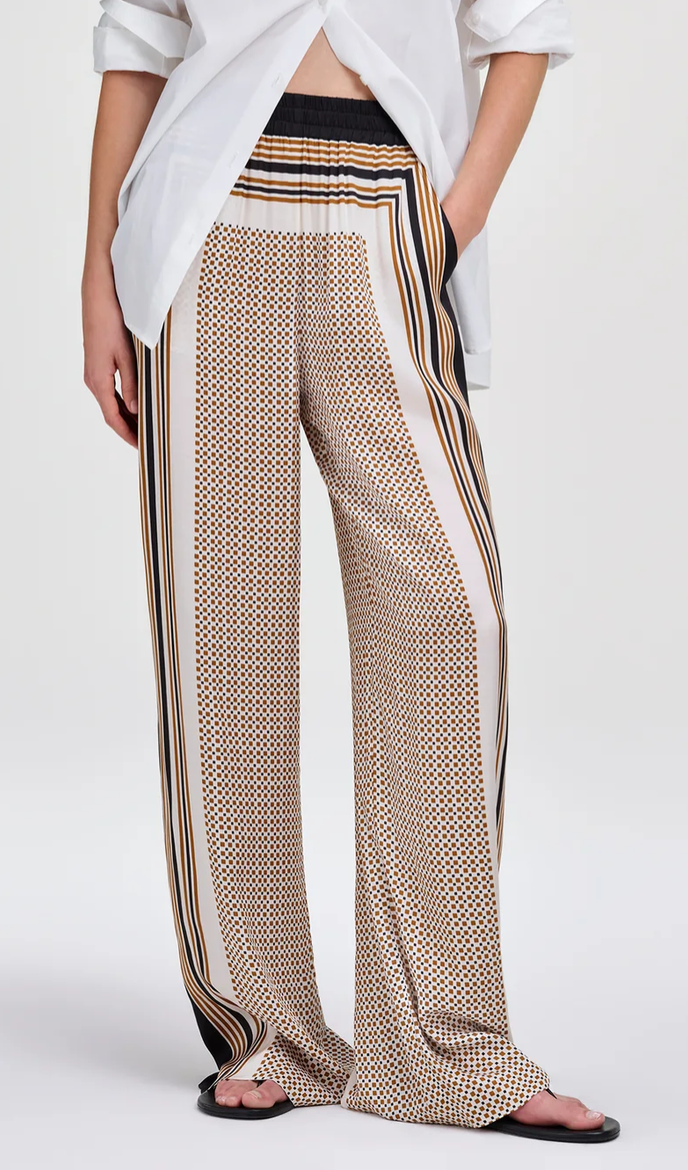 Tyler scarf print pant black caramel dotted