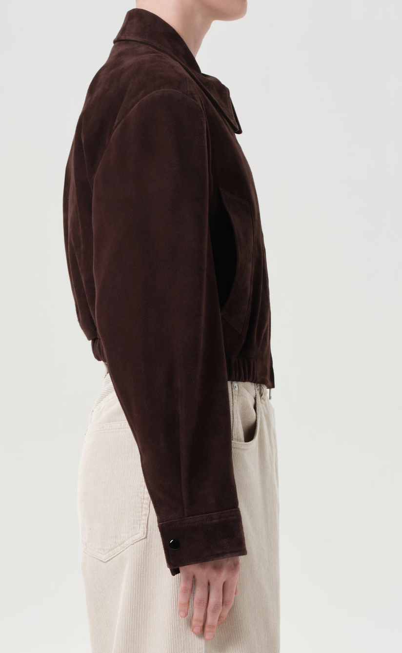 Nahla Cropped Suede Jacket In Root