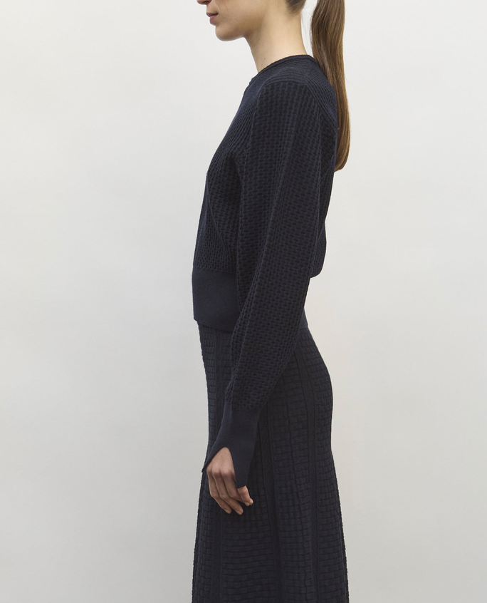 Dakota3 fine knit mini wicker stitch midnight deep black