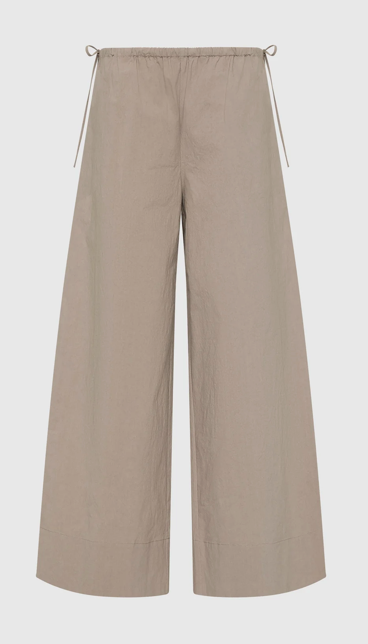 Technical Cotton Cropped Drawstring Pants Grey Stone