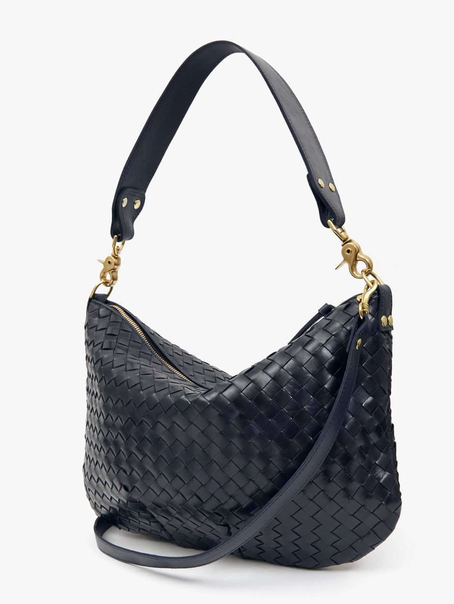 Moyen Messenger Medium Woven Diagonal Twilight Navy