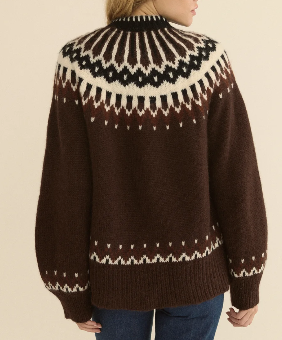 Hue cardigan brun aberdeen fair isle