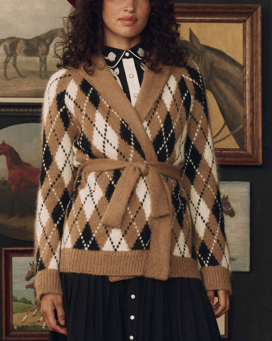 The Argyle Riding Cardigan Camel