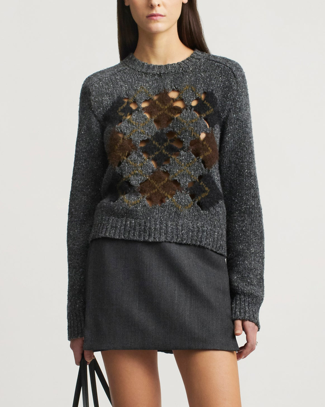 Nina Crewneck In Novelty Argyle