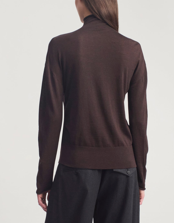 Leona Cardigan In Silk Wool Cacao