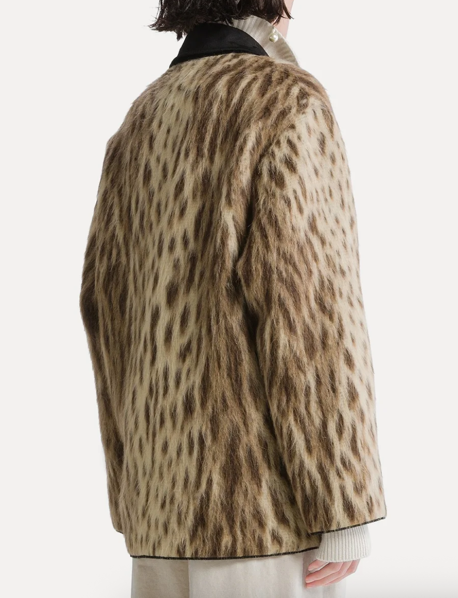 Royal Leopard virgin wool and alpaca blend short coat gold