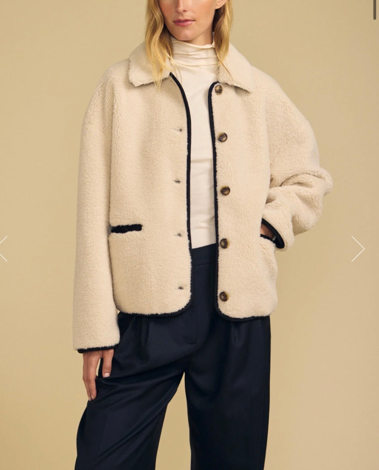 Anika Teddy jacket Cream & Black
