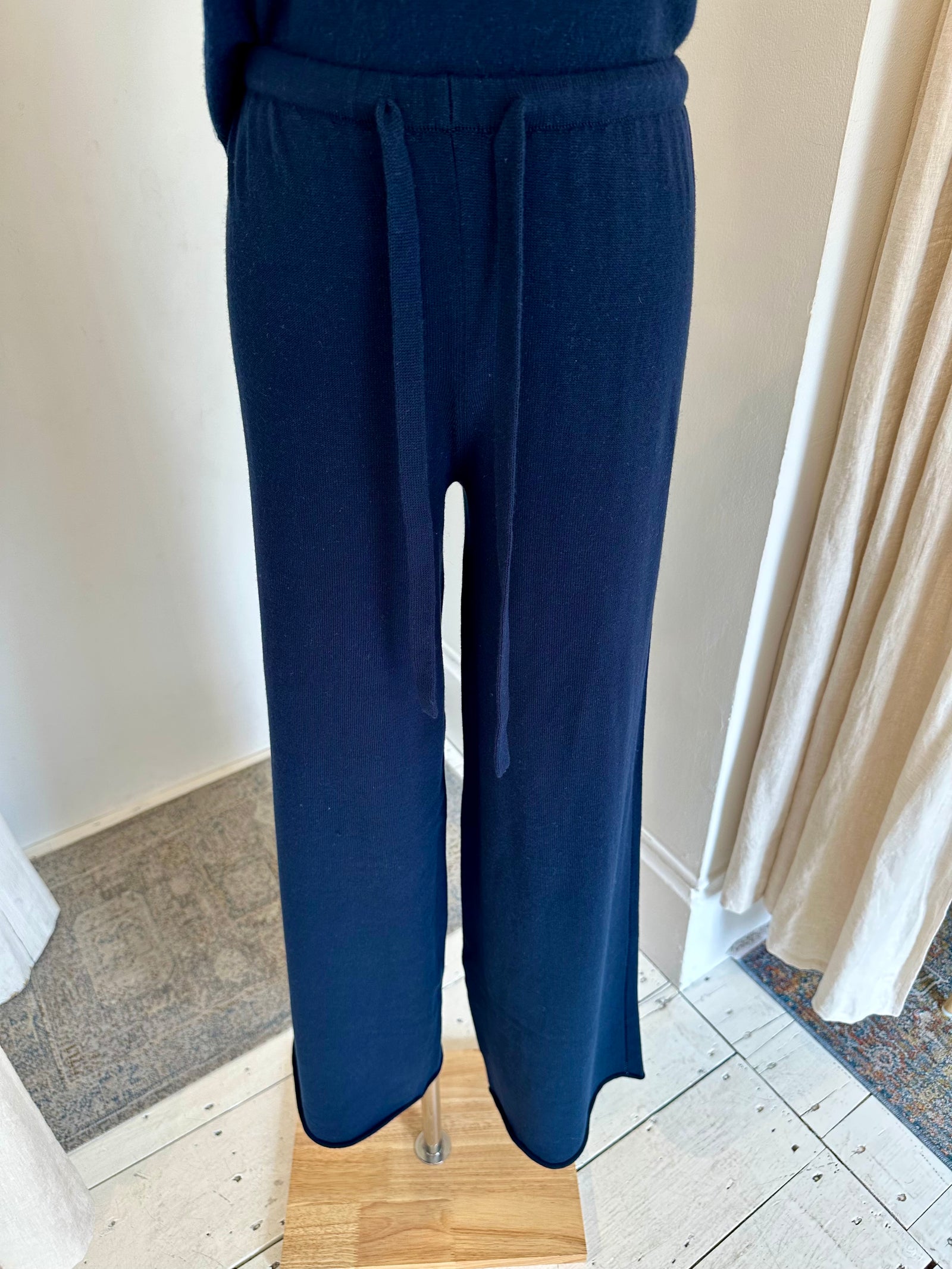Adler relaxed knit straight leg pant midnight navy