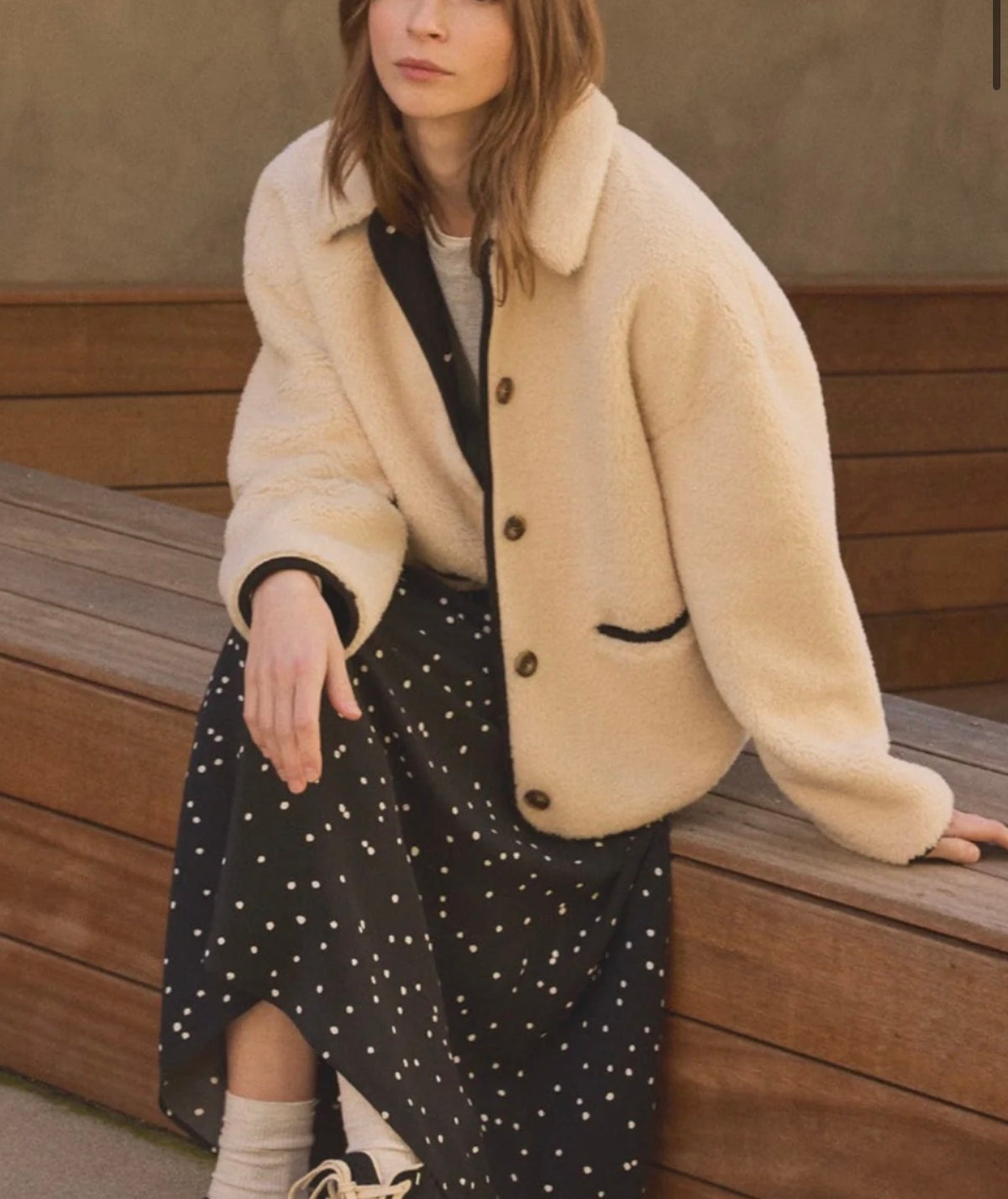 Anika Teddy jacket Cream & Black
