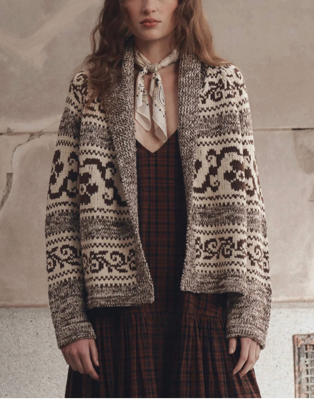 The Nordic Flower Lodge Cardigan Marled Chestnut