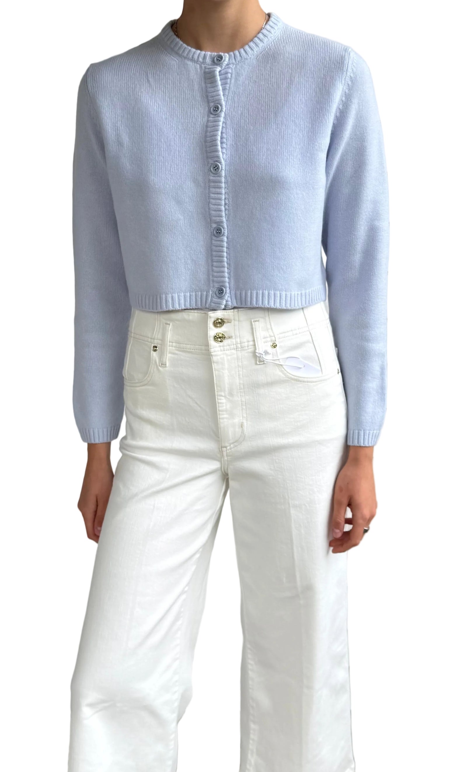 Cropped cashmere cardigan porcelain pale blue