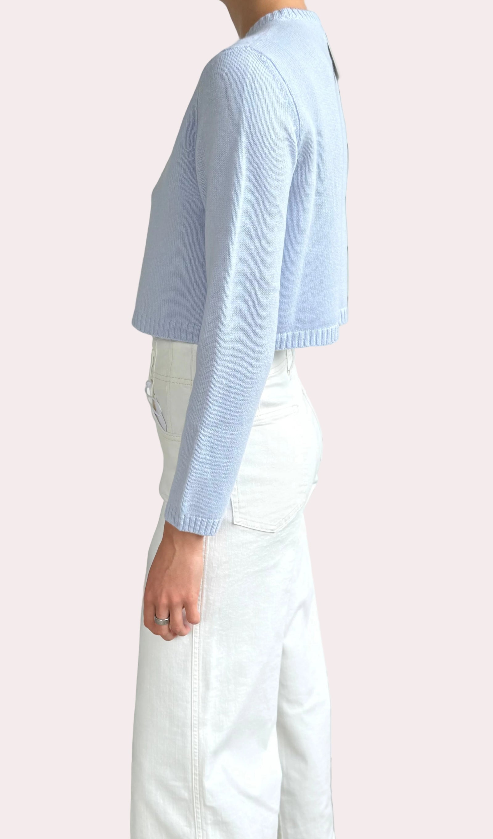 Cropped cashmere cardigan porcelain pale blue