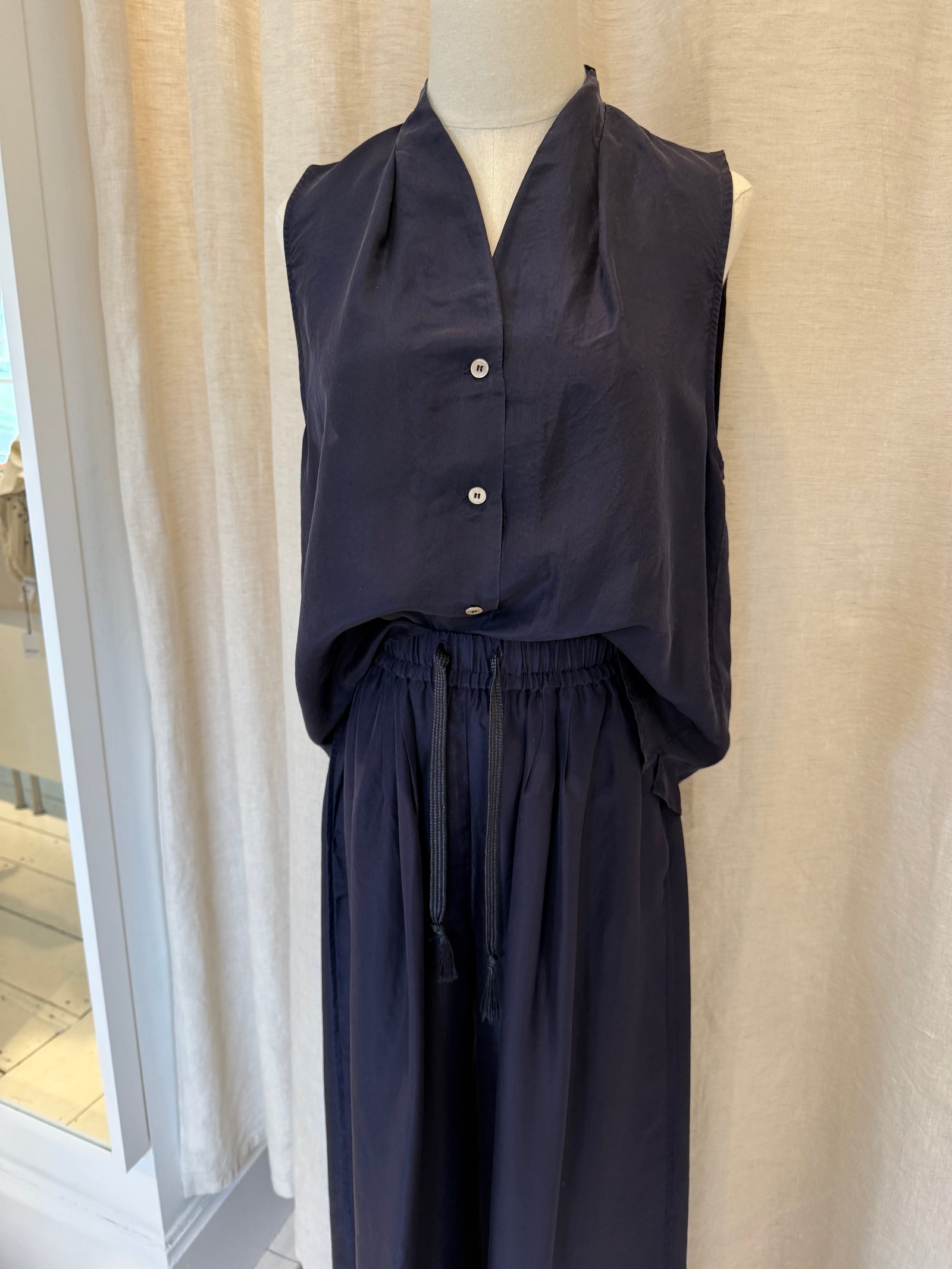 elegant habotai silk summer top midnight