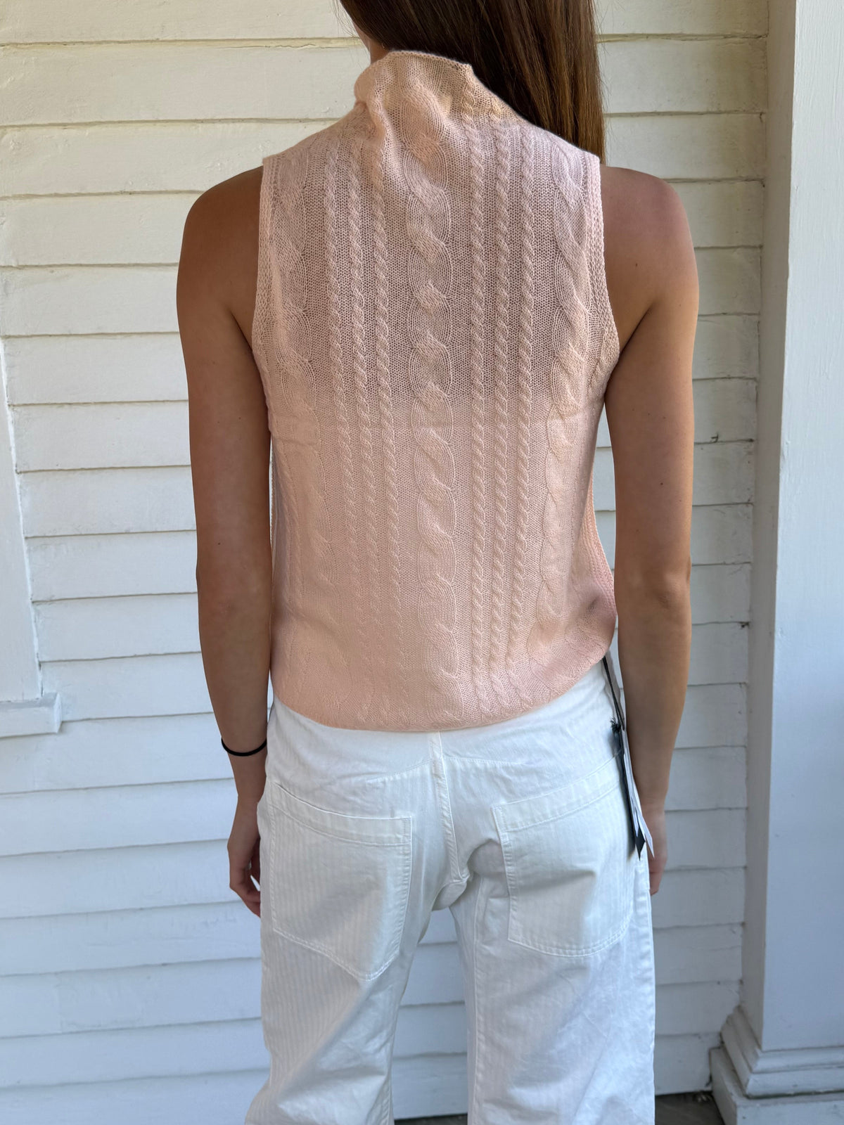 Salvia Sleeveless Cable Turtleneck Sherbet