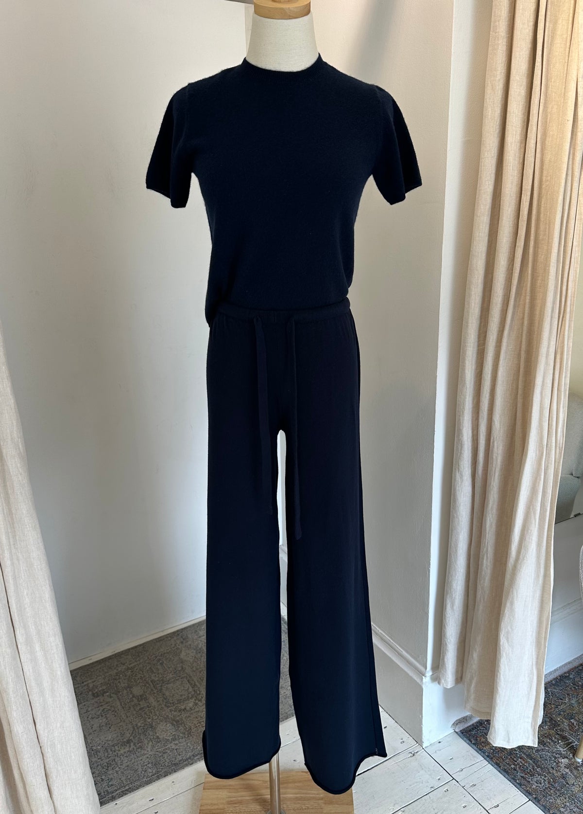 Adler relaxed knit straight leg pant midnight navy