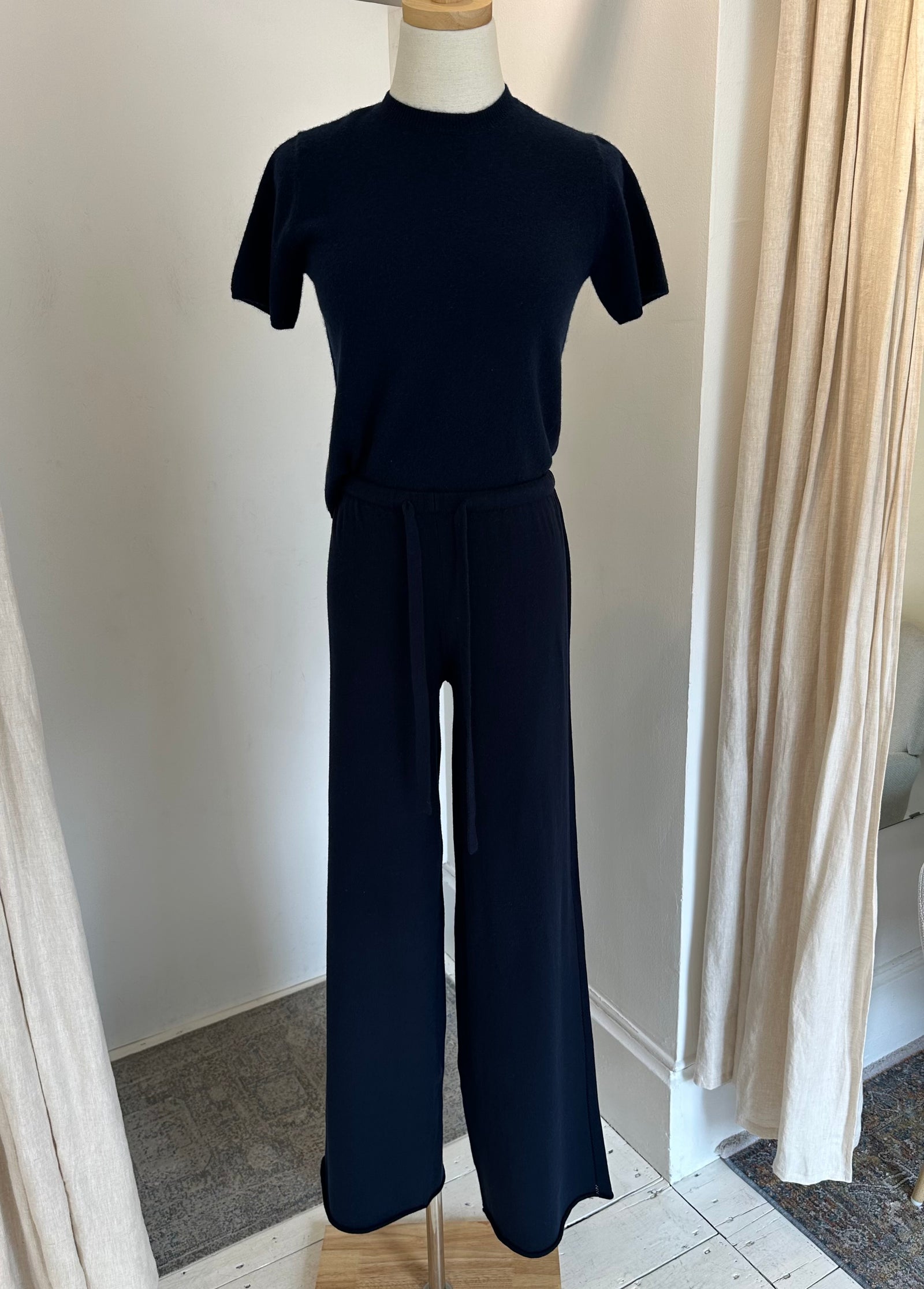 Adler relaxed knit straight leg pant midnight navy