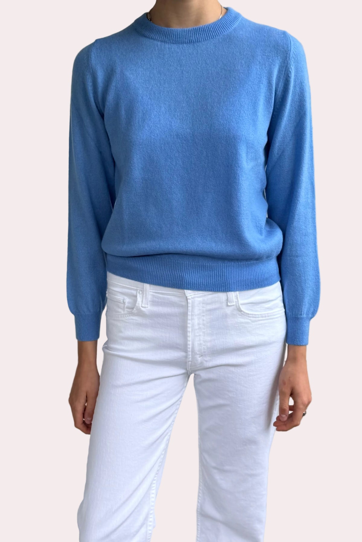 Classic crew cashmere sweater Azure blue