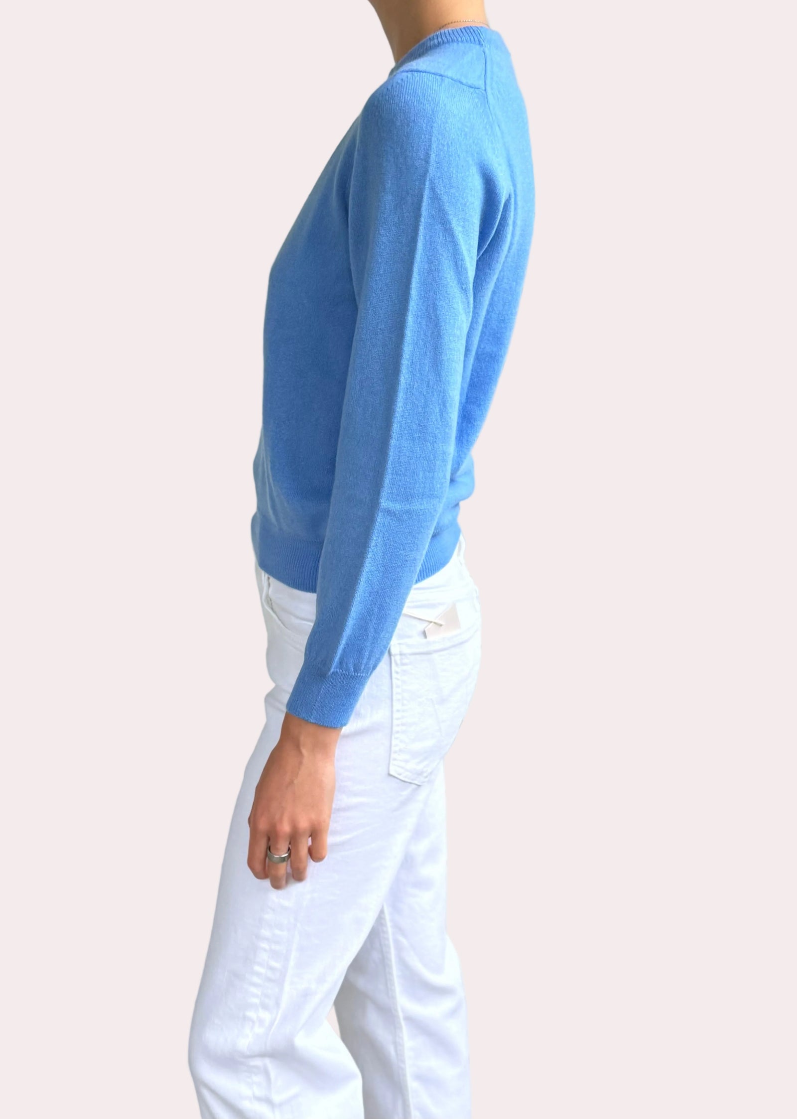 Classic crew cashmere sweater Azure blue