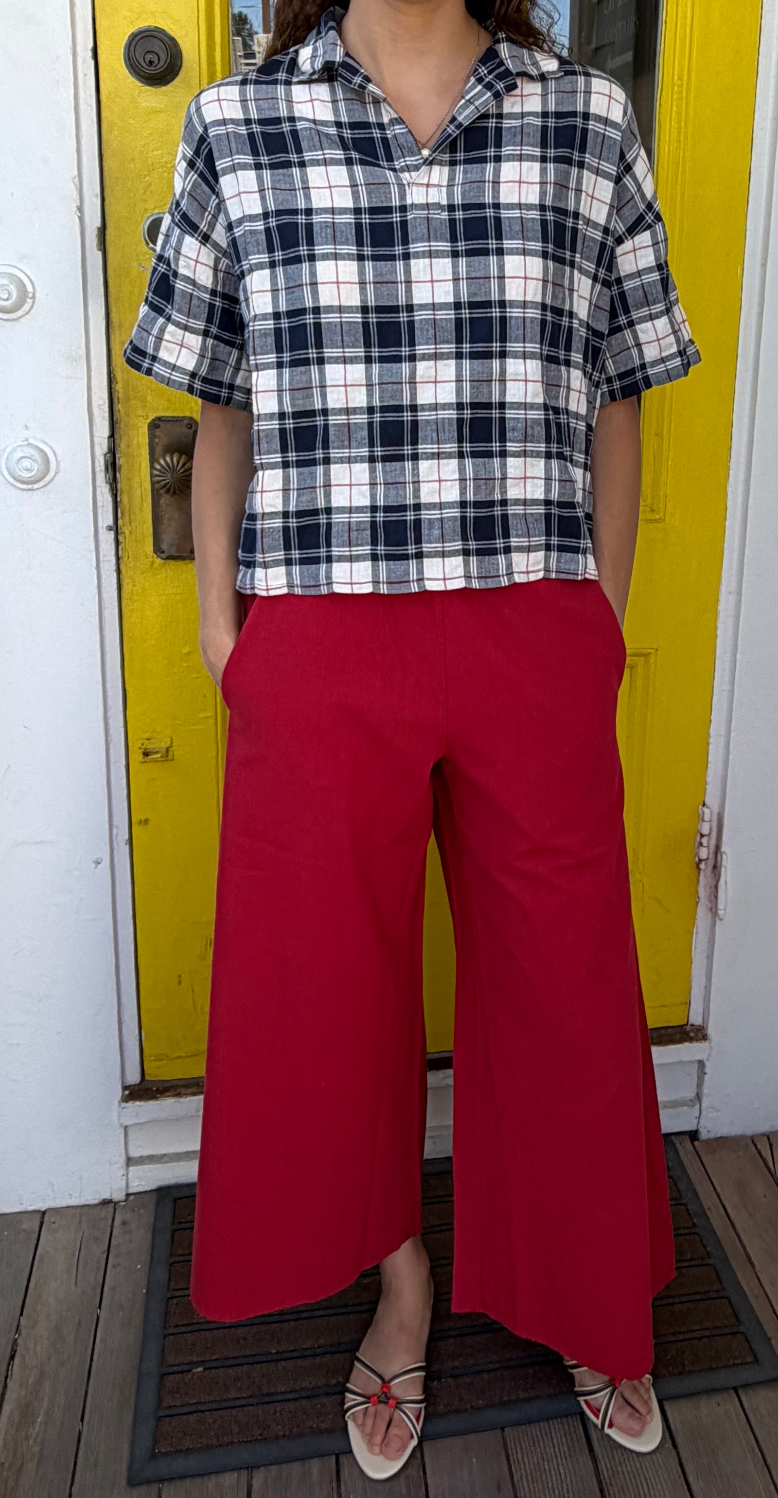Maglia flora checks panna