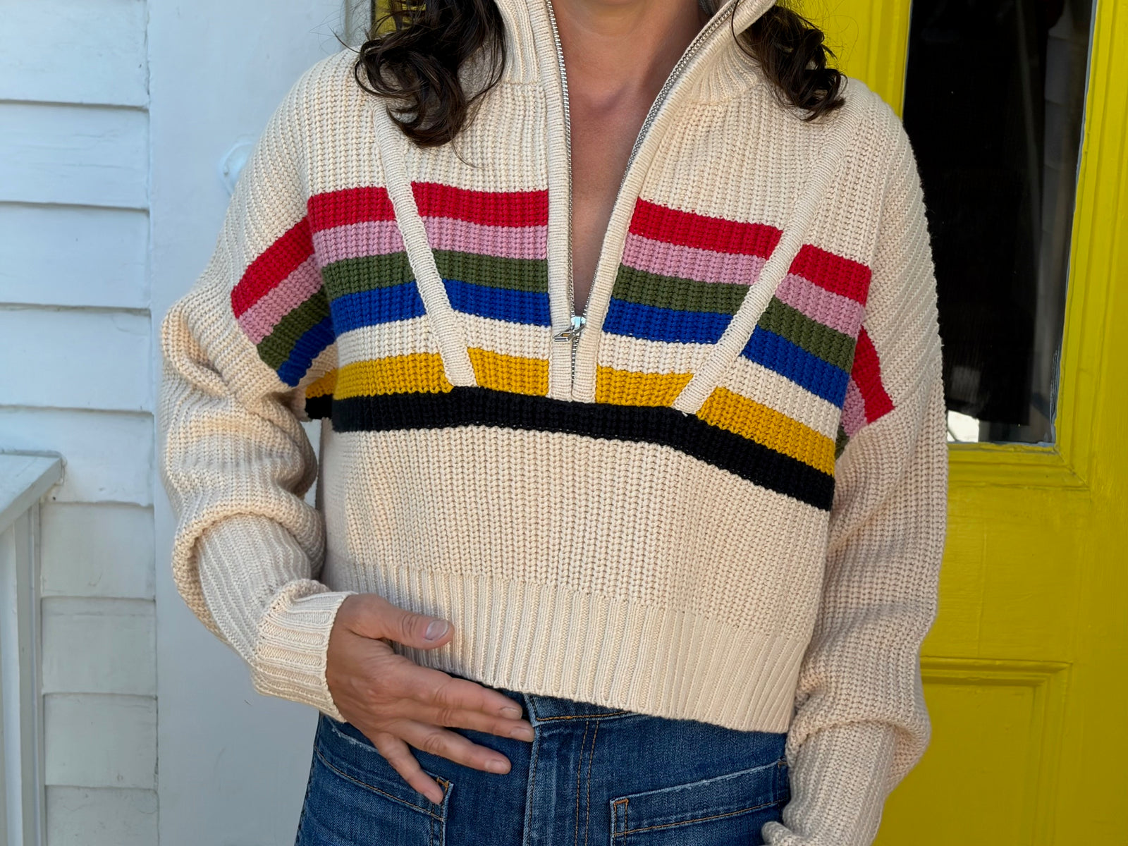 cropped hampton sweater artist stripe