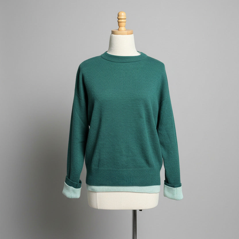 Cashmere Reversible Crew Neck Sweater Spruce & Dew