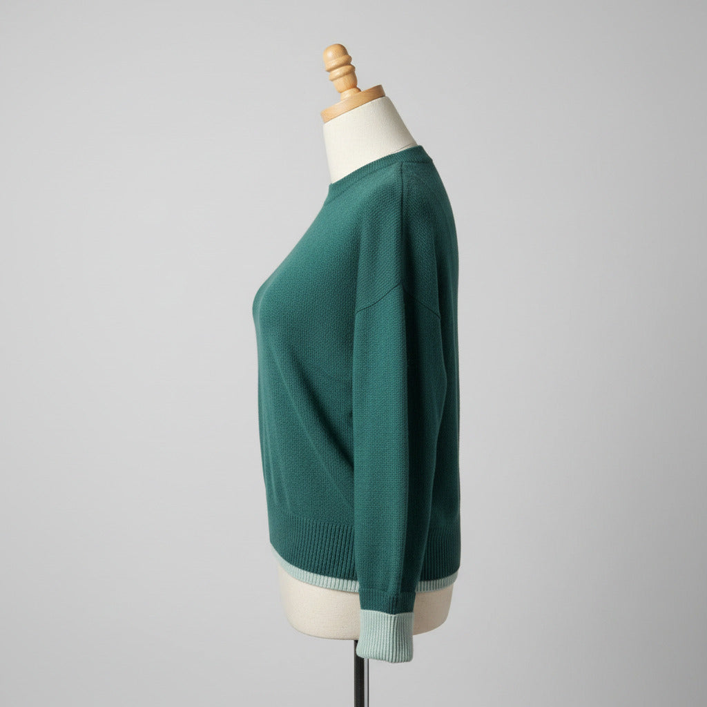 Cashmere Reversible Crew Neck Sweater Spruce & Dew