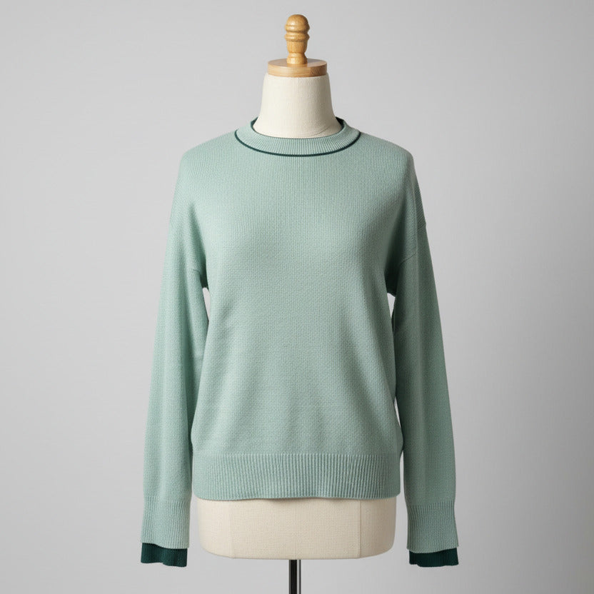 Cashmere Reversible Crew Neck Sweater Spruce & Dew