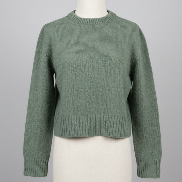 Cashmere Chunky Crew Neck Sweater Eucalyptus