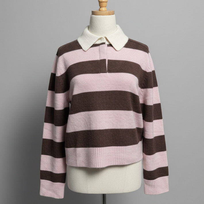 Sweater Polo Royce Stripes Milano Blush