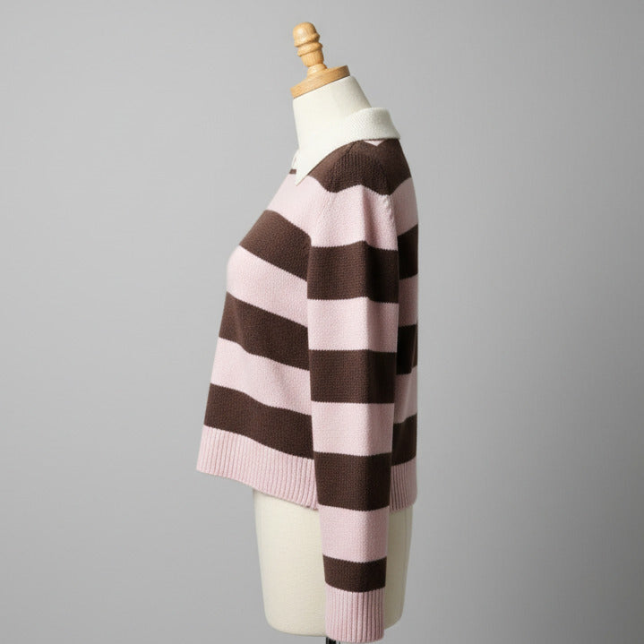 Sweater Polo Royce Stripes Milano Blush