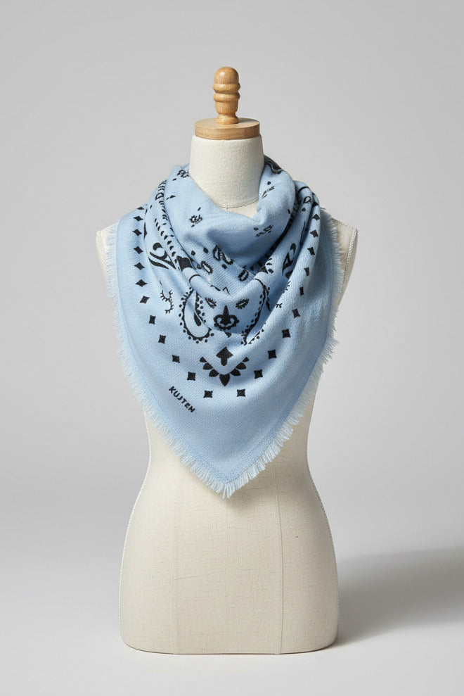 large printed cashmere bandana hachiko celestial