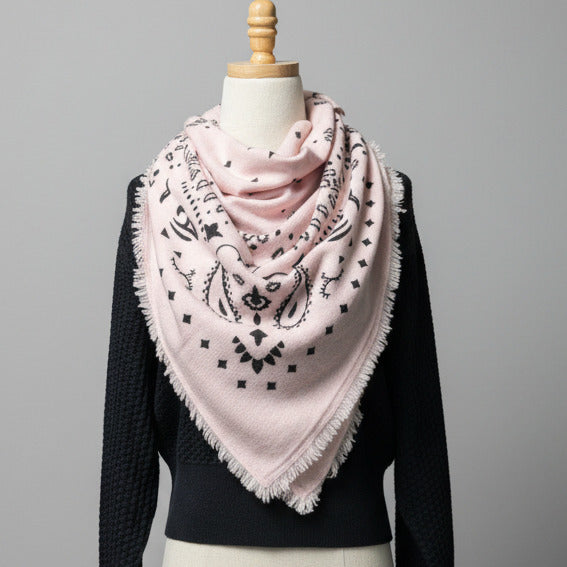 large printed cashmere bandana hachiko Milano Blush