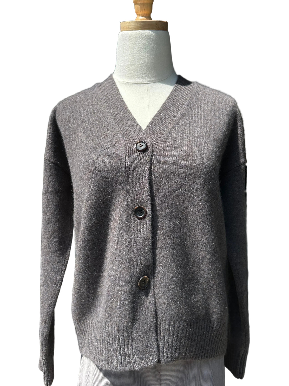 Short Boyfriend Cashmere Cardigan Beaver