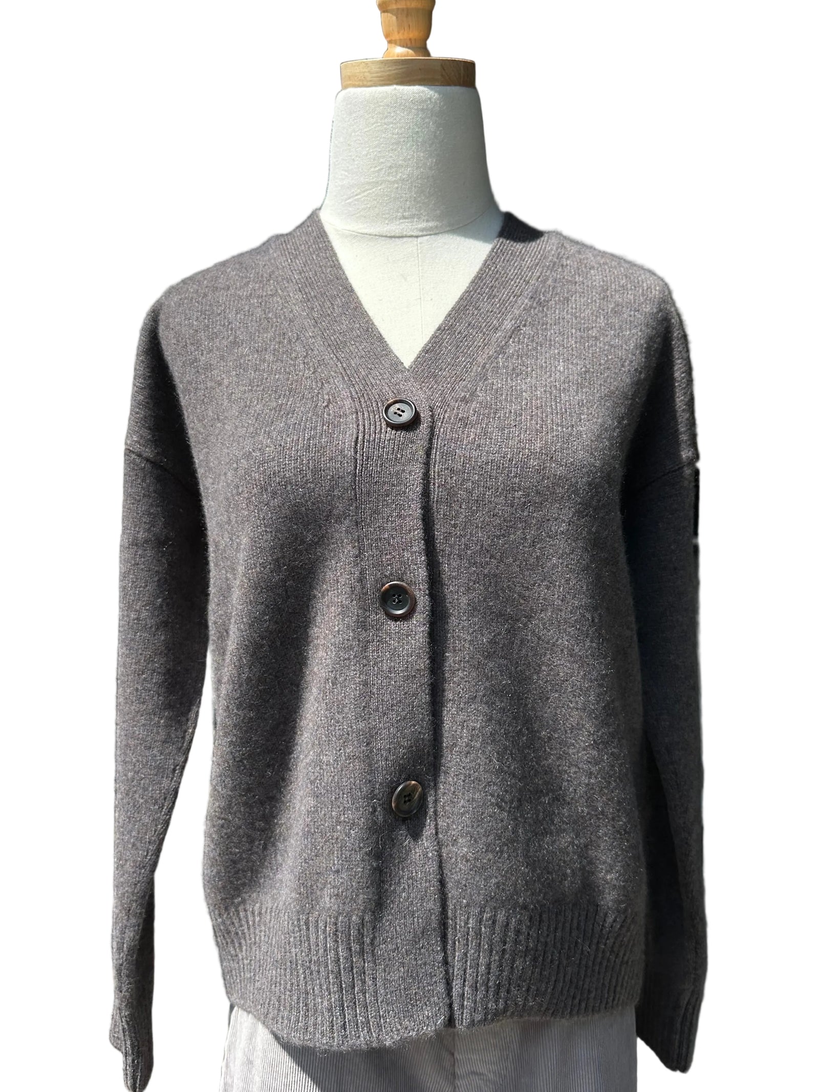 Short Boyfriend Cashmere Cardigan Beaver