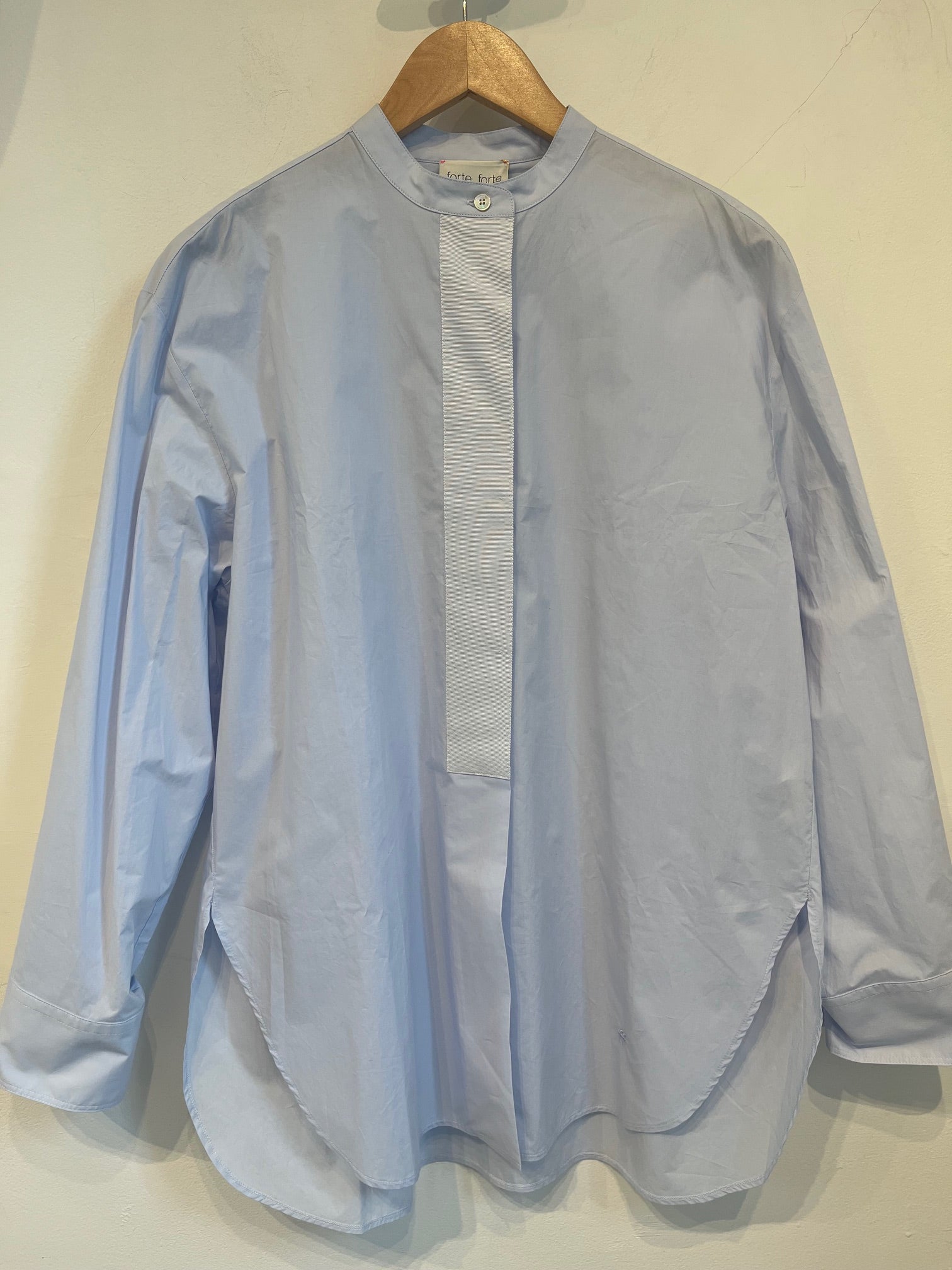 grandfather shirt with tape details ciel pale blue