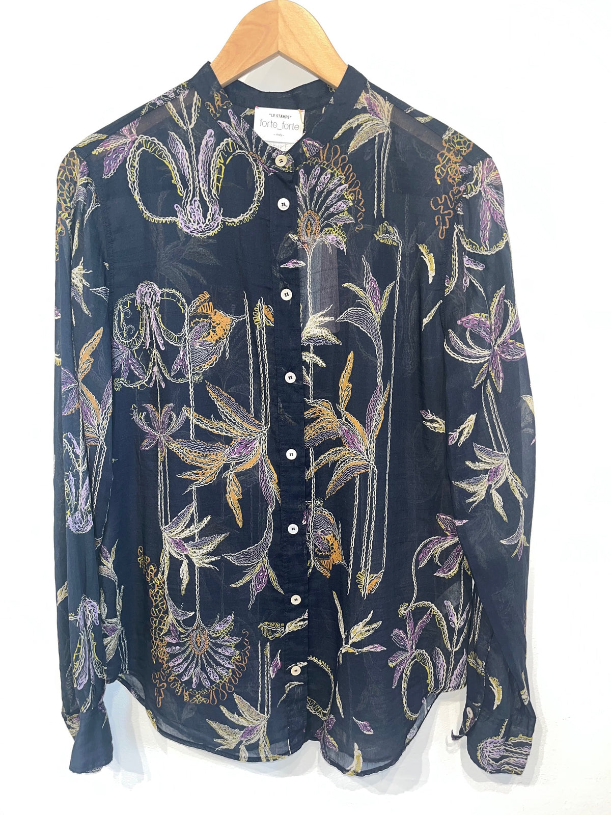Sogni print voile grandfather shirt notte