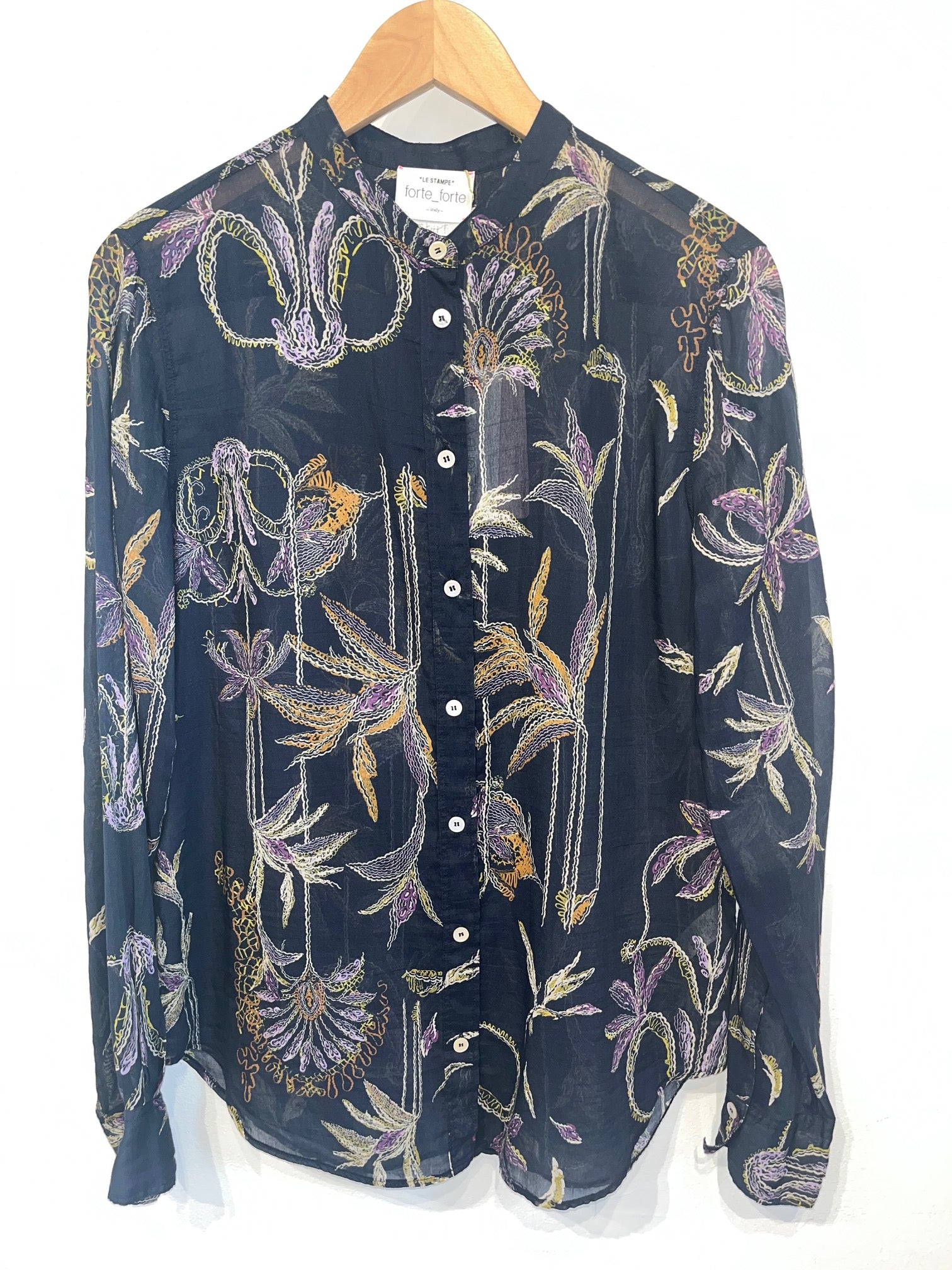 Sogni print voile grandfather shirt notte