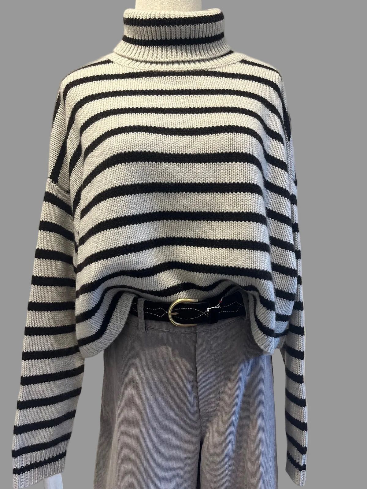Zerlina stripes sweater oyster dark oak stripes