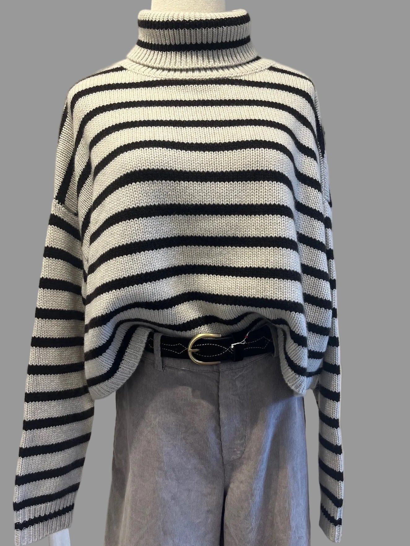 Zerlina stripes sweater oyster dark oak stripes