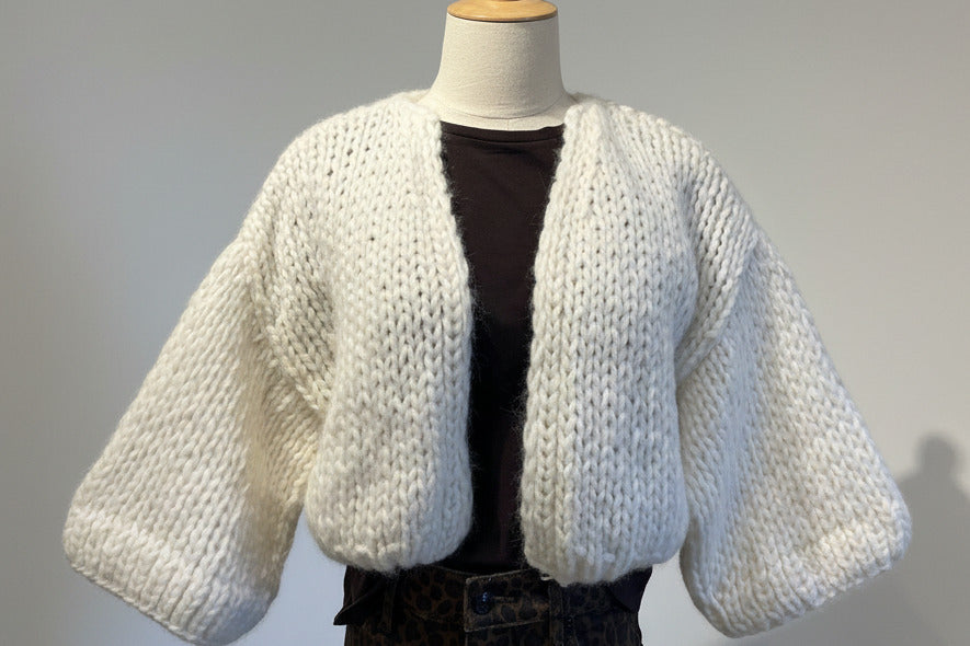 Alpaca short sleeve cardigan creme