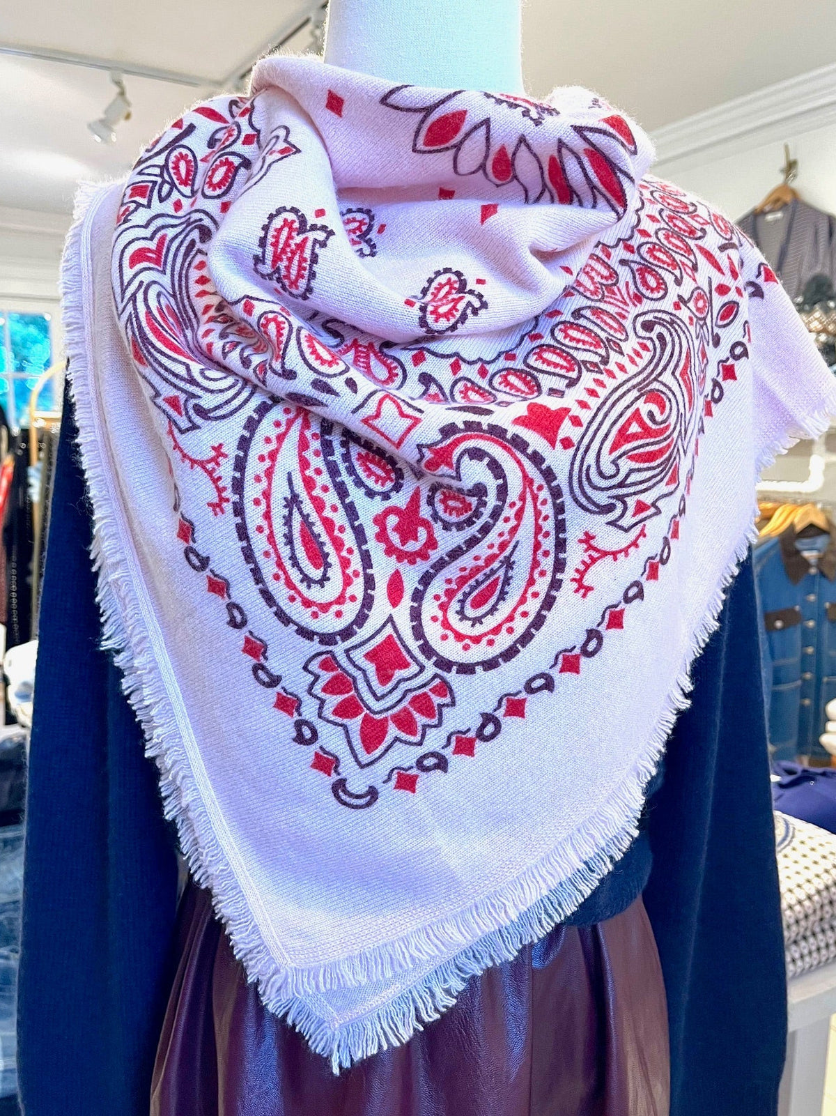 Large Cashmere Bandana Hachiko Bico Milano Rouge