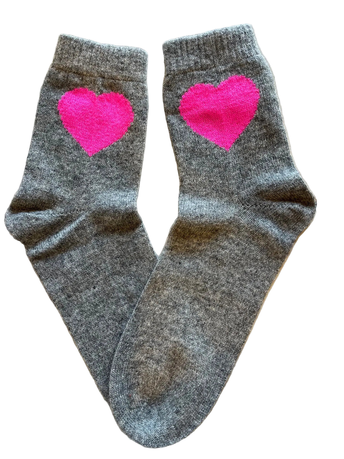 Cashmere Heart Socks Mid Grey &amp; Diva Pink