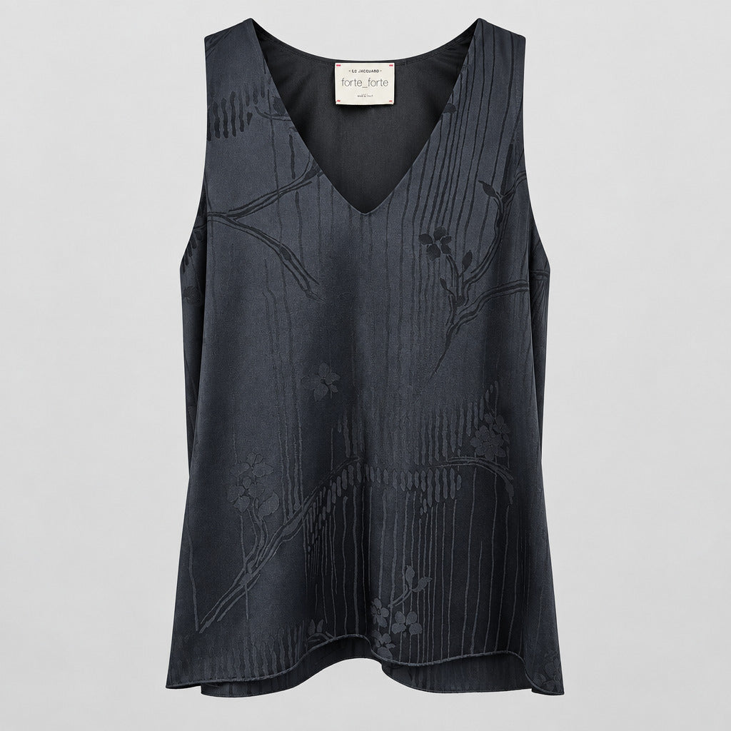 The lotus flowing jacquard top notte black