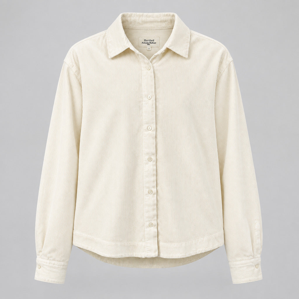 clove corduroy button down shirt cream