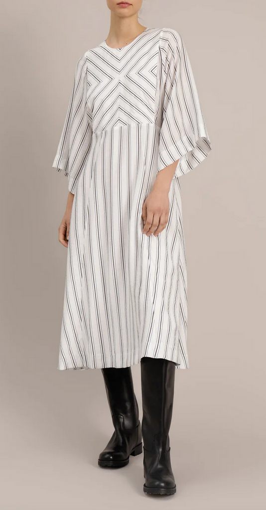 Jaillia dress ivory stripe
