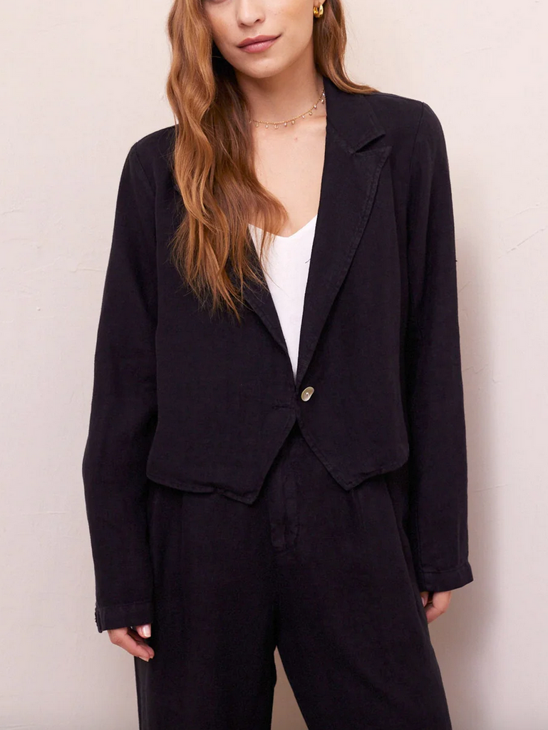 Cropped hot sale linen blazer