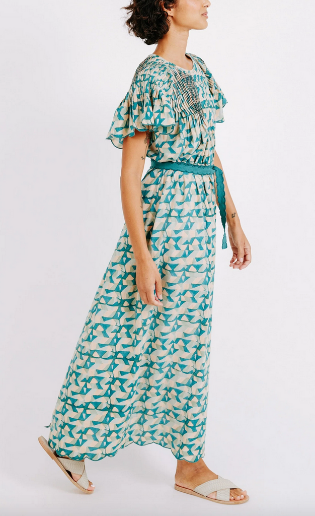 vienna pintucked dress in seaglass