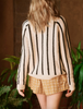 the sea stripe boxy cardigan cream with black